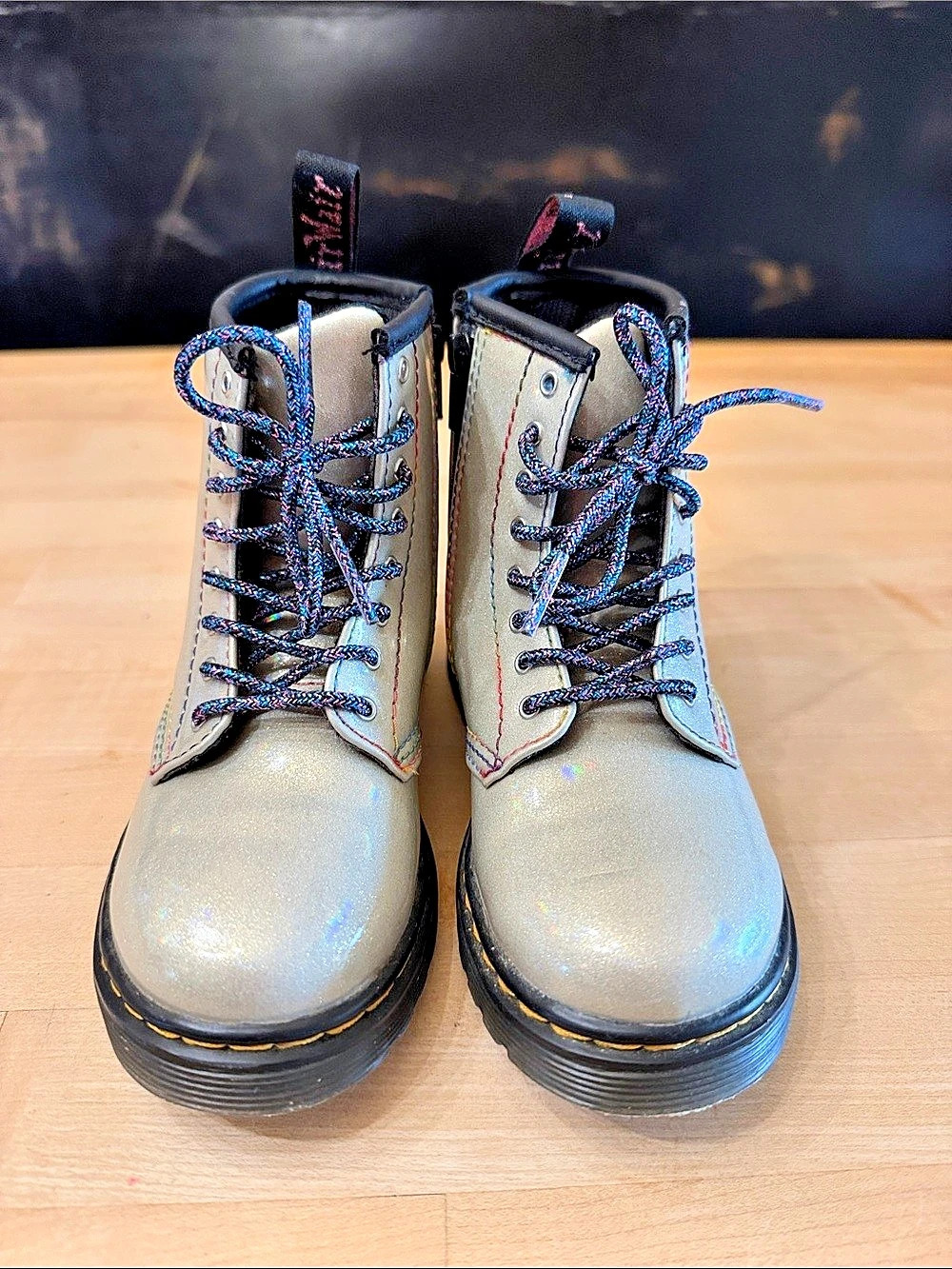Dr. Martens Combat Boots Silver & Black US 10
